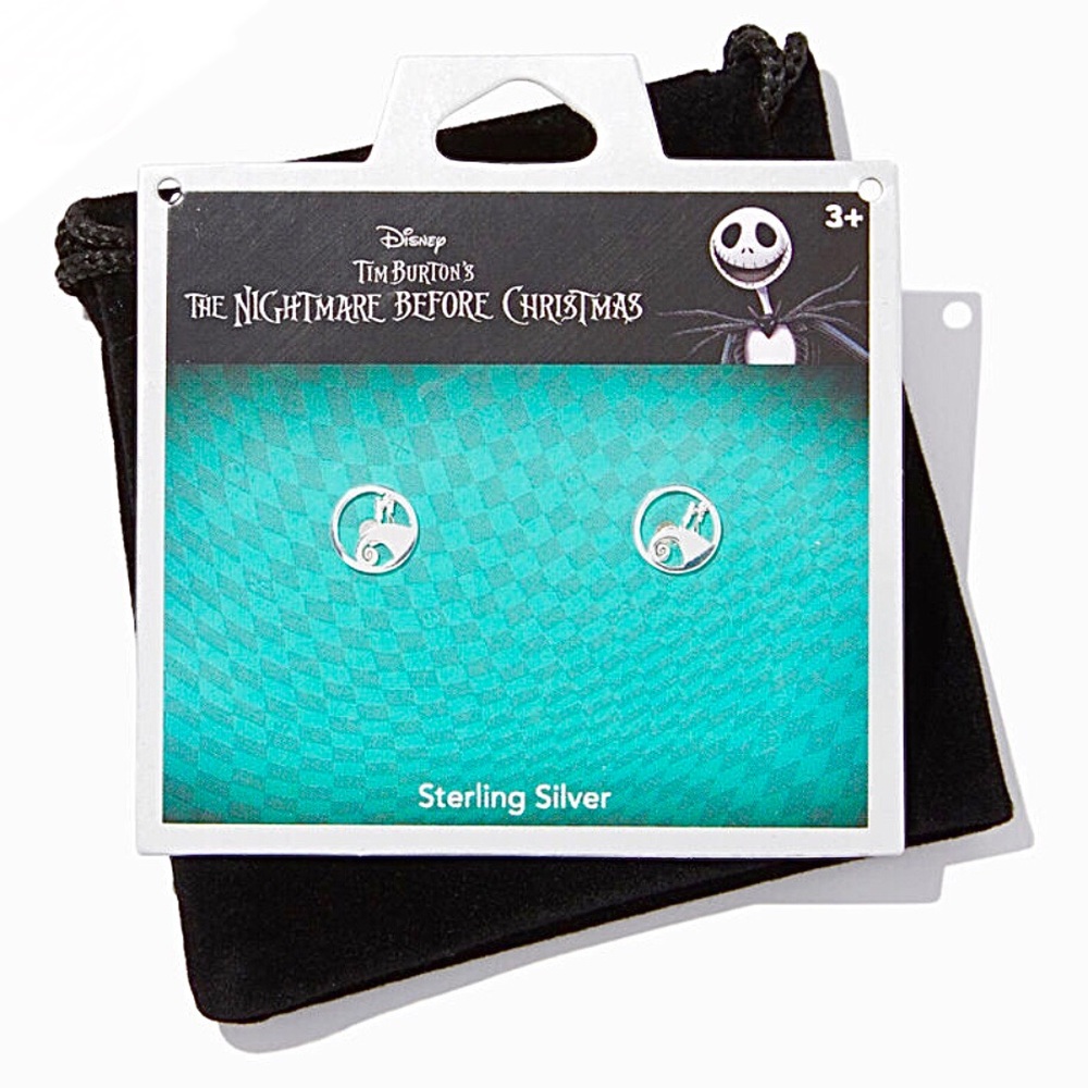 Sterling Silver Disney Nightmare Before Christmas Jack and Sally Stud Earrings - Picture 3 of 7